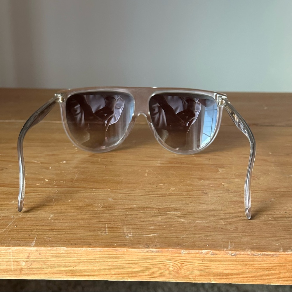 Celine CL40006F Oversized Aviator Sunglasses Clear Frame Brown Gradient Lens - Picture 5 of 7